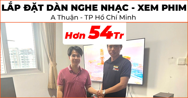 Lắp đặt Dàn nghe nhạc, xem phim cực hay trị giá hơn 54 triệu đồng cho anh Thuận ở phường Sơn Kỳ, quận Tân Phú, Hồ Chí Minh (Klipsch RP-5000F II, R121SW, Denon AVR-X2800H, HEOS Link HS2)